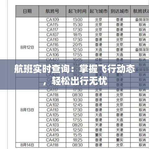 航班實(shí)時(shí)查詢：掌握飛行動態(tài)，輕松出行無憂