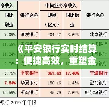 《平安銀行實時結算：便捷高效，重塑金融交易新體驗》