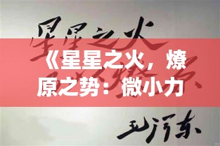 《星星之火，燎原之勢(shì)：微小力量成就偉大變革》