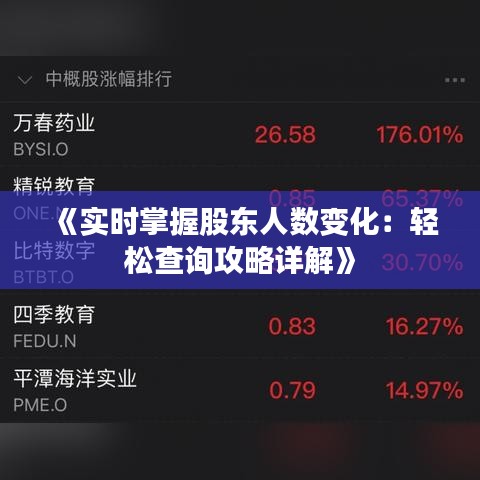 《實時掌握股東人數(shù)變化：輕松查詢攻略詳解》