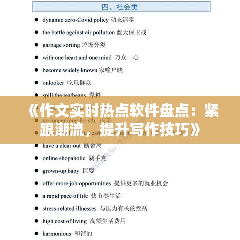 《作文實時熱點軟件盤點：緊跟潮流，提升寫作技巧》