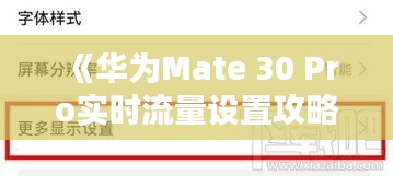 《華為Mate 30 Pro實時流量設置攻略：輕松掌控網絡使用》