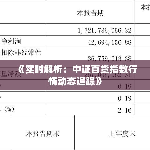 《實(shí)時(shí)解析：中證百貨指數(shù)行情動(dòng)態(tài)追蹤》