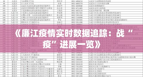 《廉江疫情實(shí)時(shí)數(shù)據(jù)追蹤：戰(zhàn)“疫”進(jìn)展一覽》