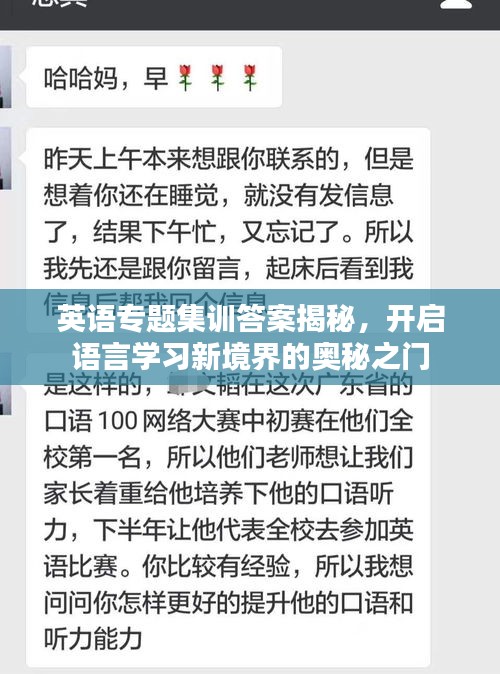 英語專題集訓(xùn)答案揭秘，開啟語言學(xué)習(xí)新境界的奧秘之門