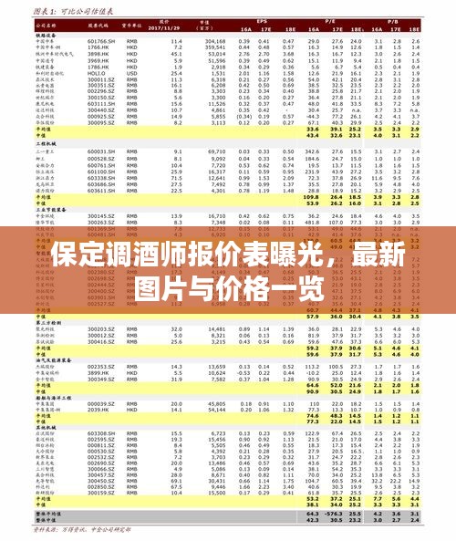 保定調酒師報價表曝光，最新圖片與價格一覽