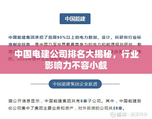 中國電建公司排名大揭秘，行業(yè)影響力不容小覷