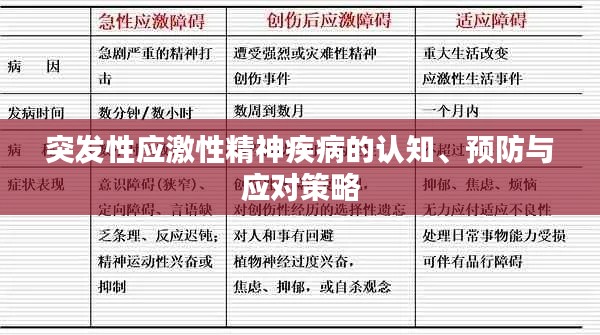 突發(fā)性應(yīng)激性精神疾病的認(rèn)知、預(yù)防與應(yīng)對(duì)策略