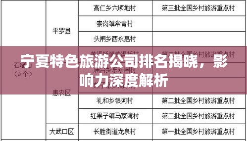 寧夏特色旅游公司排名揭曉，影響力深度解析