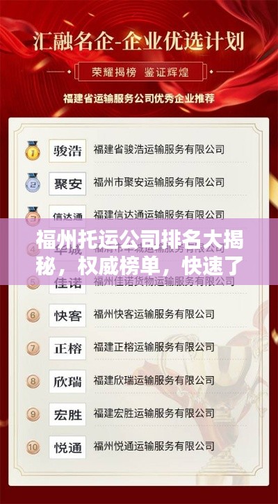 福州托運公司排名大揭秘，權(quán)威榜單，快速了解優(yōu)質(zhì)服務(wù)企業(yè)！
