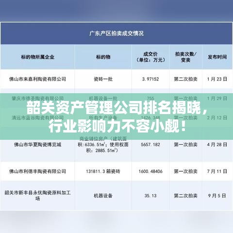 韶關(guān)資產(chǎn)管理公司排名揭曉，行業(yè)影響力不容小覷！