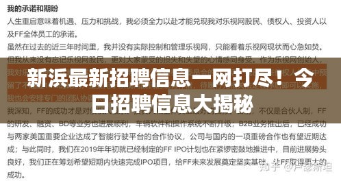 新浜最新招聘信息一網(wǎng)打盡！今日招聘信息大揭秘