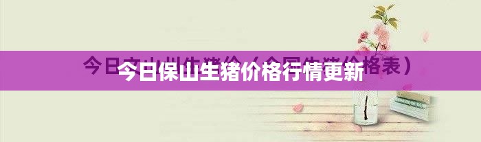 今日保山生豬價(jià)格行情更新