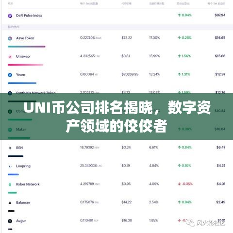 UNI幣公司排名揭曉，數(shù)字資產(chǎn)領(lǐng)域的佼佼者
