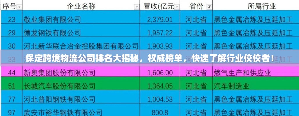 保定跨境物流公司排名大揭秘，權威榜單，快速了解行業(yè)佼佼者！
