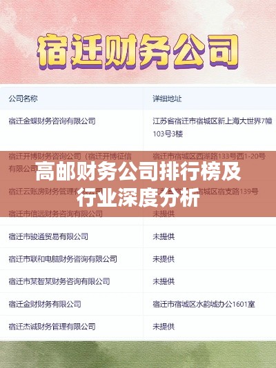 高郵財(cái)務(wù)公司排行榜及行業(yè)深度分析