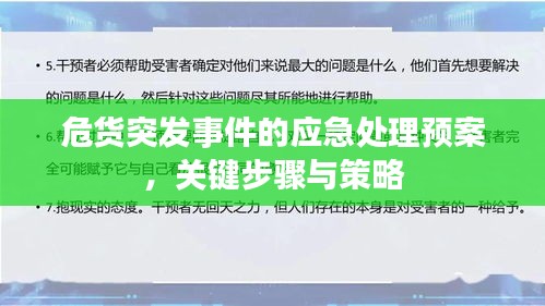危貨突發(fā)事件的應(yīng)急處理預(yù)案，關(guān)鍵步驟與策略